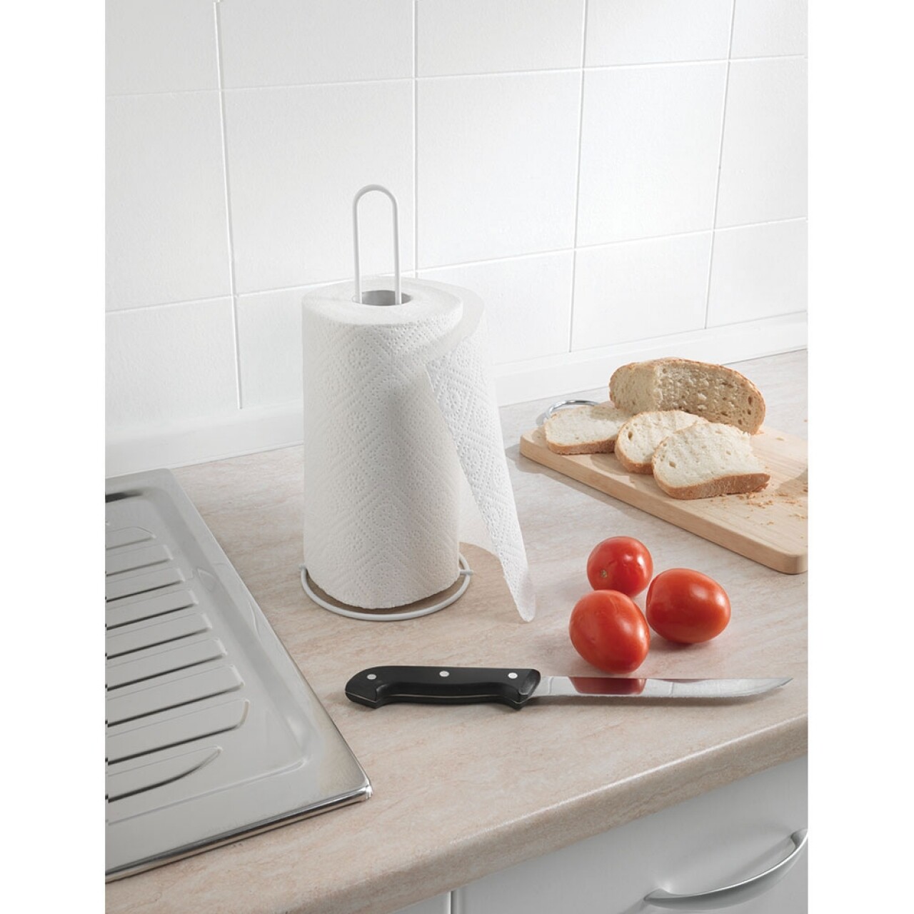 Suport prosoape de bucatarie Household, Metaltex, 32 cm, metal/invelis din plastic LDPE, alb - imagine 4
